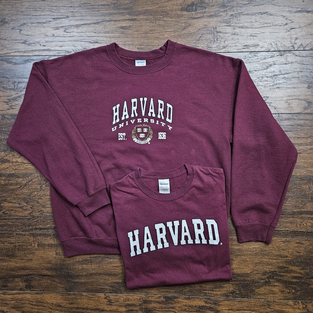 Gildan Maroon Crewneck Sweater and T-shirt